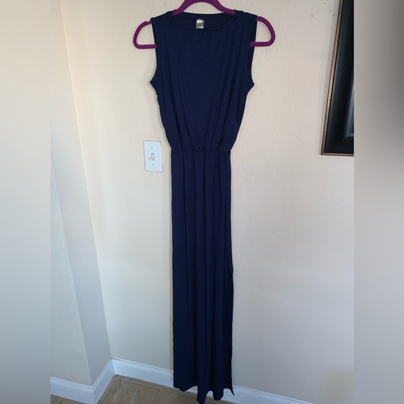 NWOT Go Couture Navy Blue Sleeveless Maxi Dress - Picture 6 of 14